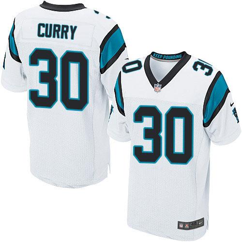 Nike Panthers #30 Stephen Curry White Men's Stitched NFL Elite Jersey - Click Image to Close